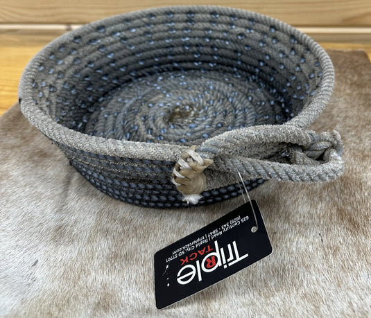 Large Rope Basket - Crosses - Dark Blue