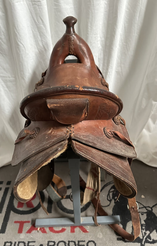 Used Vintage A-Fork Roping Saddle 15.5"