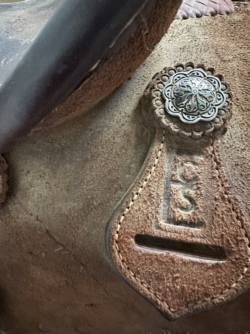 Load image into Gallery viewer, Used Elite Chocolate Roughout Team Roper Saddle 14"
