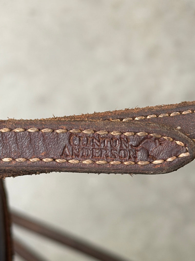 Load image into Gallery viewer, Used Bridle Set - Clinton Anderson Browband, Silver Overlay Dee Ring Smooth Snaffle Bit, Split Reins
