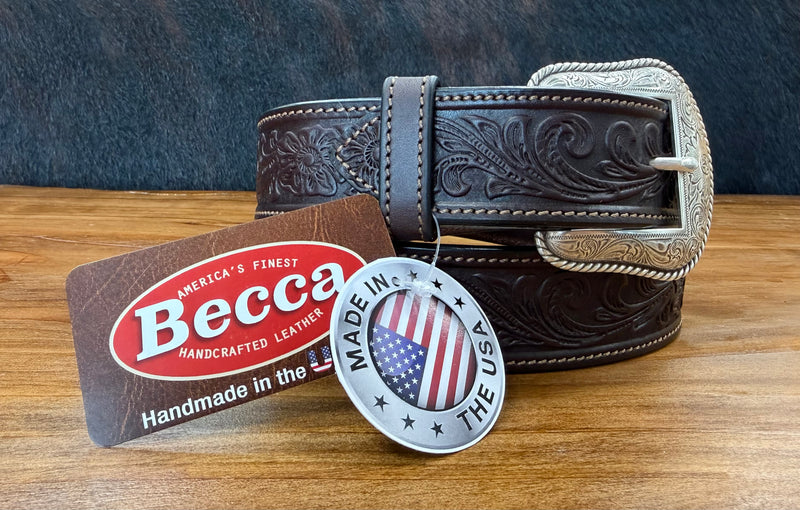 Load image into Gallery viewer, Becca 1-1/2" Floral Embossed Western Belt - Walnut
