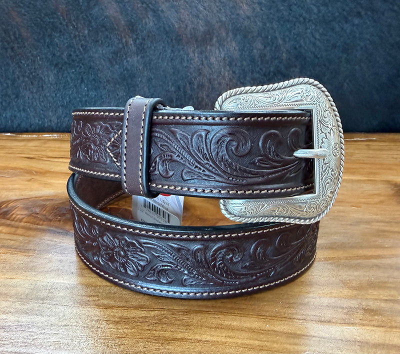 Load image into Gallery viewer, Becca 1-1/2" Floral Embossed Western Belt - Walnut
