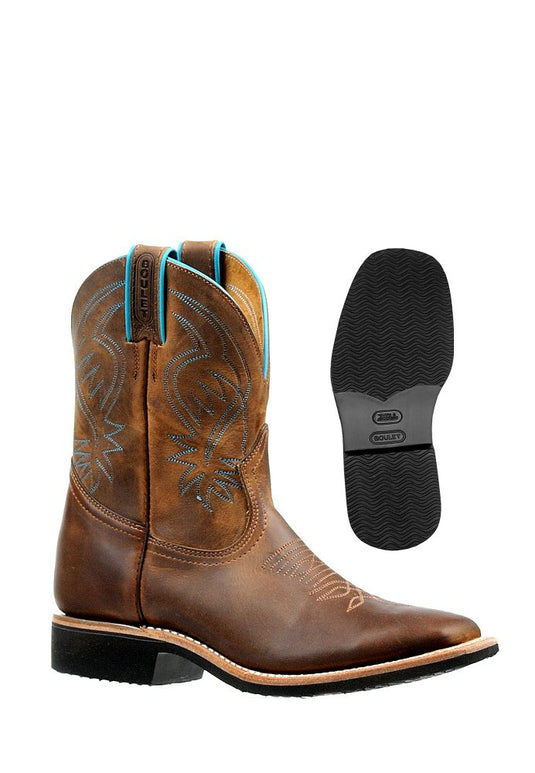 Boulet 8" Western Wide Square Toe Boot - Distressed