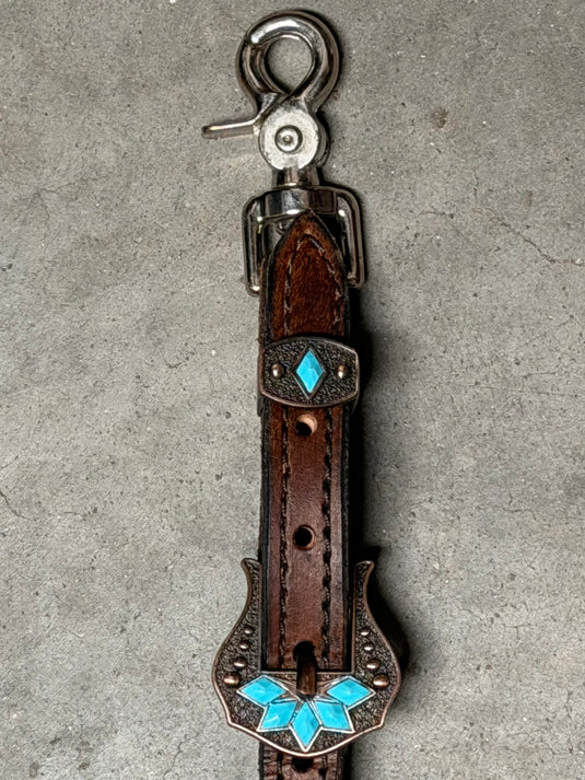 Used Woven Fabric Inlay & Turquoise Buckles Wither Strap