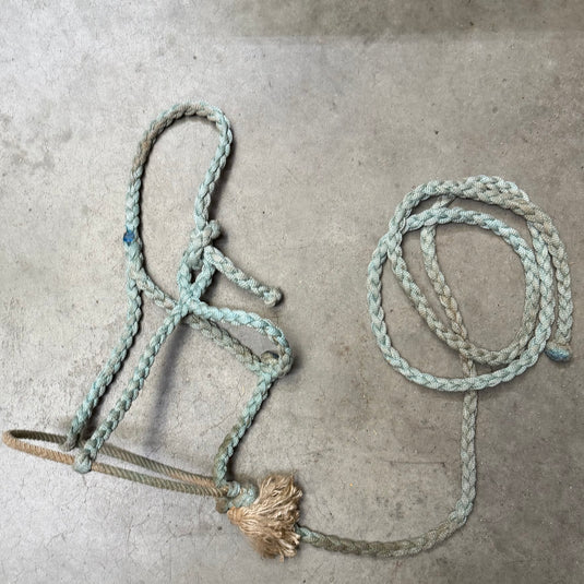 Used Rope Nose Braided Halter & Lead - Light Blue