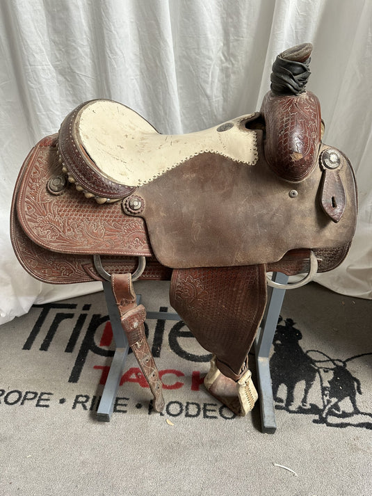 Used Dale Martin 7/8 Floral Team Roper Saddle 15