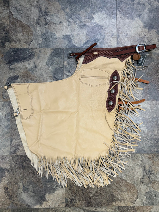 Oil Tan Chinks - Basketweave/Conchos