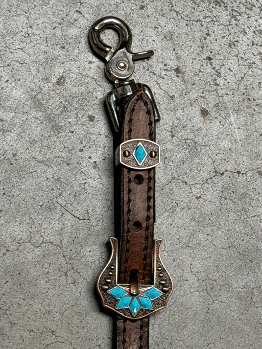 Used Woven Fabric Inlay & Turquoise Buckles Wither Strap