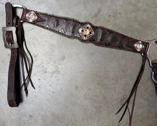 Used Louis Vuitton w/ Fringe & Conchos Breast Collar - 1.5"