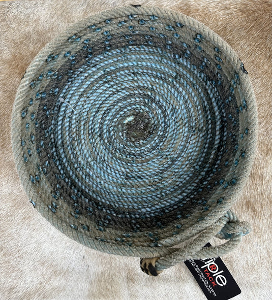 Small Rope Basket - Crosses - Turquoise