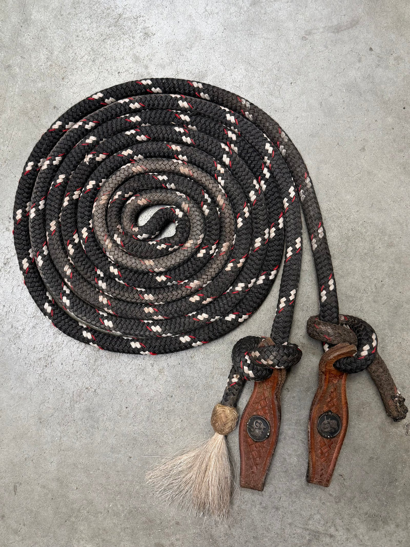 Load image into Gallery viewer, Used Mecate w/ Clint Mortenson Slobber Straps - Black/White/Red
