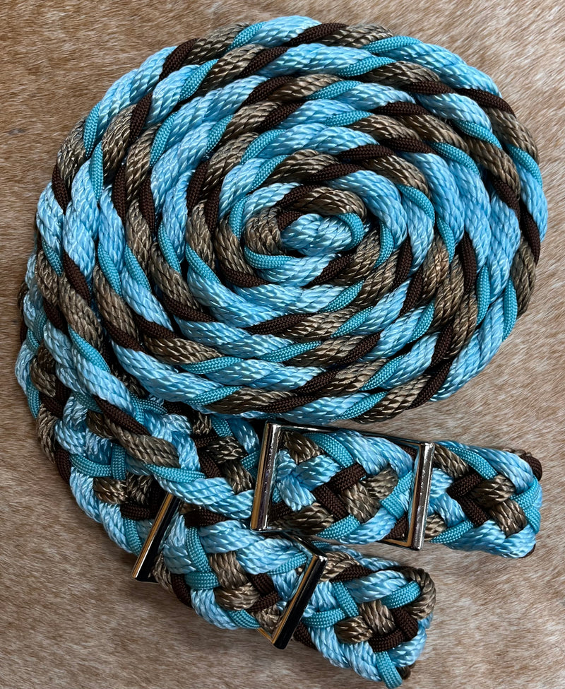 Load image into Gallery viewer, Gale Beebe 9 Plait Flat Braided Barrel Reins
