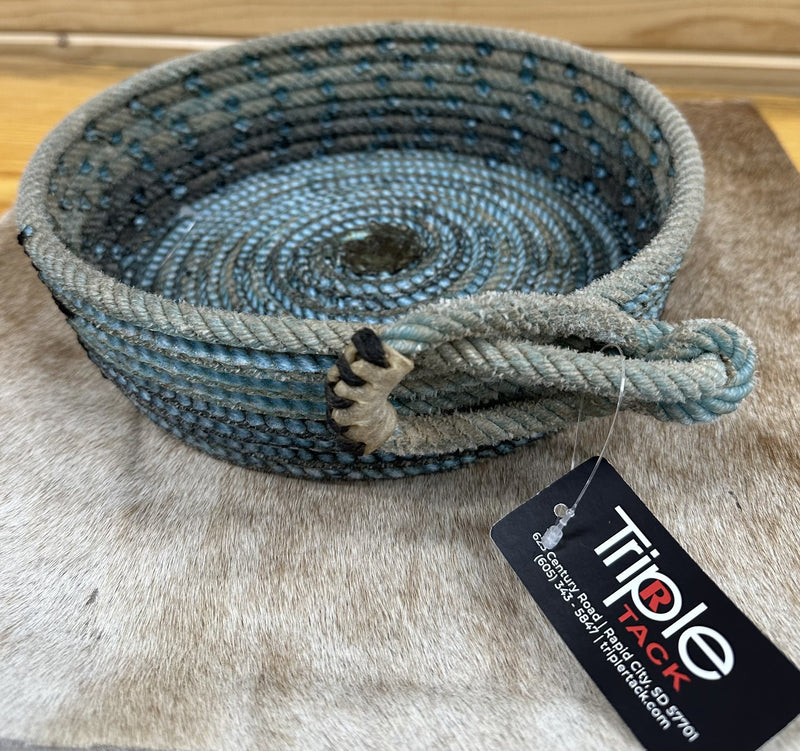 Load image into Gallery viewer, Small Rope Basket - Crosses - Turquoise
