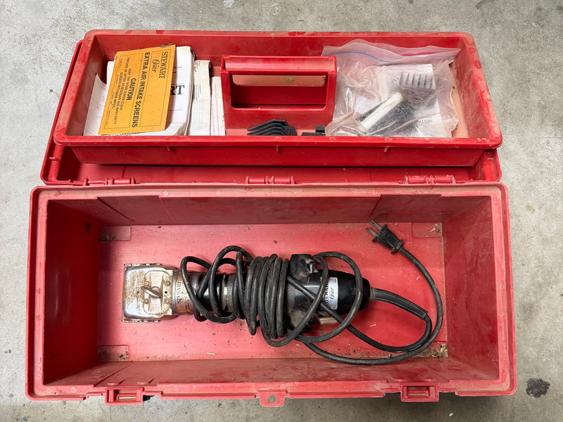 Load image into Gallery viewer, Used Red Toolbox, Stewart Clip Master Clippers, &amp; Oster Clipper Heads
