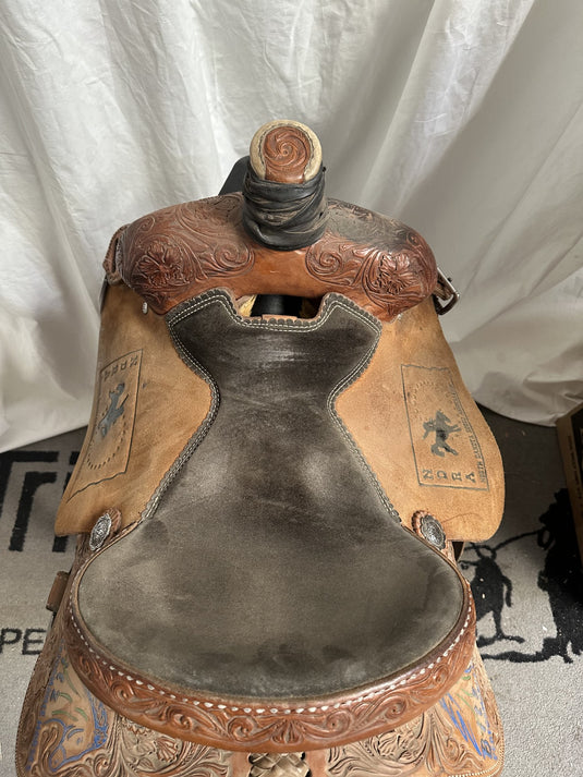 Used Connelly 1/2 Floral Team Roper Saddle 15"