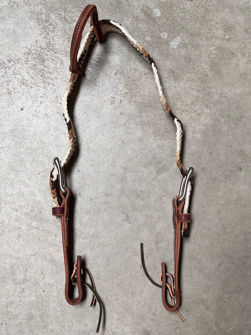 Load image into Gallery viewer, Used One Ear Adjustable Woven Headstall - White/Browns
