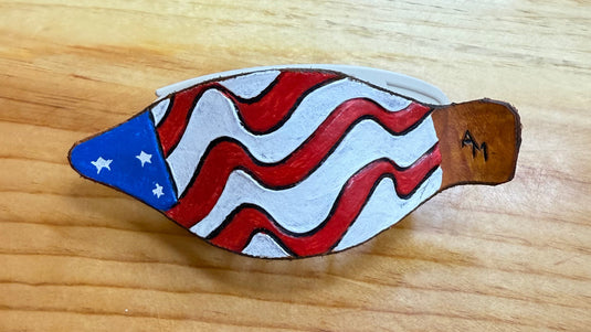 Flat Tooled Leather Claw Hair Clip - Cream - USA Flag