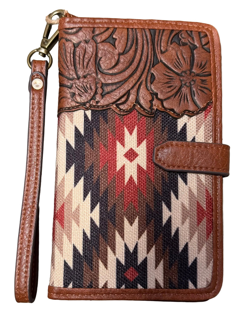 Load image into Gallery viewer, Catchfly Floral Emboss &amp; Aztec Slim Wallet
