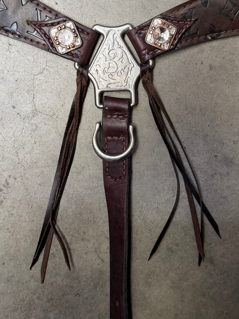 Load image into Gallery viewer, Used Louis Vuitton w/ Fringe &amp; Conchos Breast Collar - 1.5"
