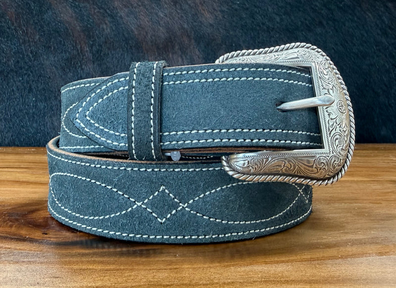 Load image into Gallery viewer, Becca 1-1/2" Gunslinger Stitch Roughout Belt - Black
