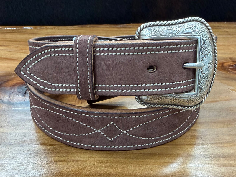 Load image into Gallery viewer, Becca 1-1/2" Gunslinger Stitch Roughout Belt - Walnut
