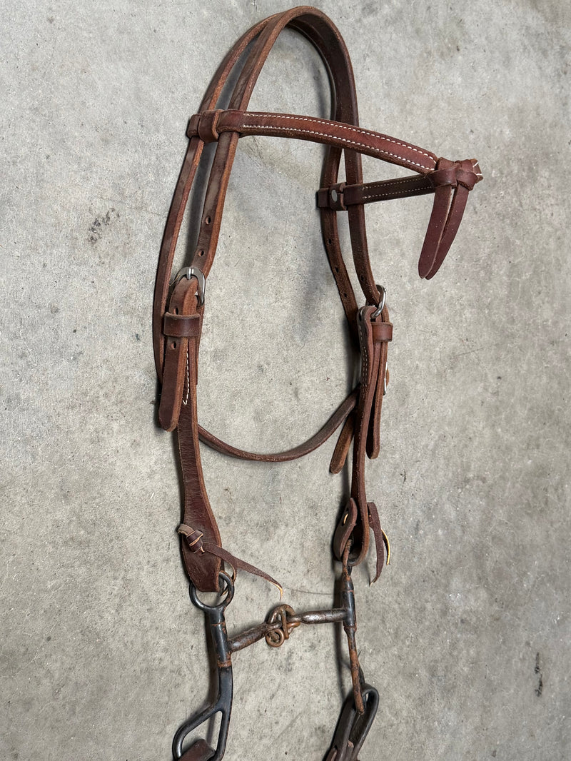 Load image into Gallery viewer, Used Bridle Set - Herschberger Futurity Browband, Short Shank Lifesaver Bit, Split Reins
