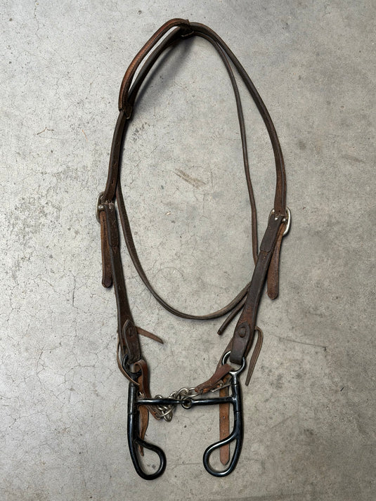 Used One Ear with Throatlatch, Teardrop Shank Smooth Snaffle Bit