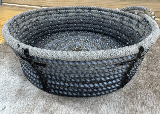 Large Rope Basket - Crosses - Dark Blue
