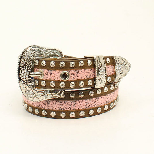 Ariat Lace Inlay Belt - Brown/Pink