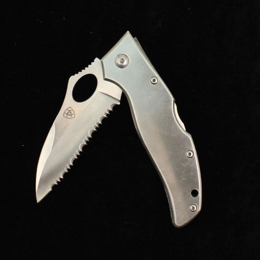 Ariat Plain Serrated Folding Knife - Silver