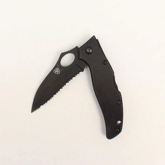 Ariat Plain Serrated Folding Knife - Black