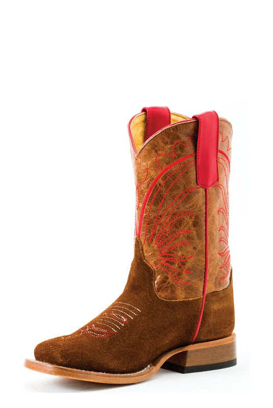 Anderson Bean Kid's Roughout Tobacco DB Toe Boot - Brown Suede