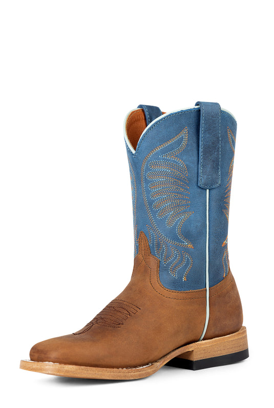 Anderson Bean Kid's Dark Brown Barcelona DB Toe Boot - Blue Barcelona