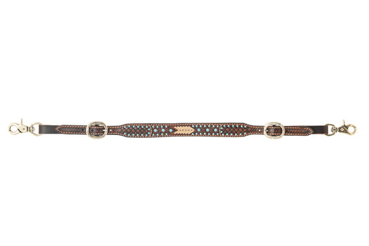 Rafter T Turquoise Dots & Rawhide Wither Strap