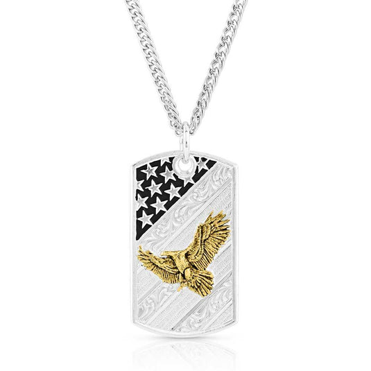 Montana Silversmiths Big Bold Stripes American Made Dog Tag Necklace