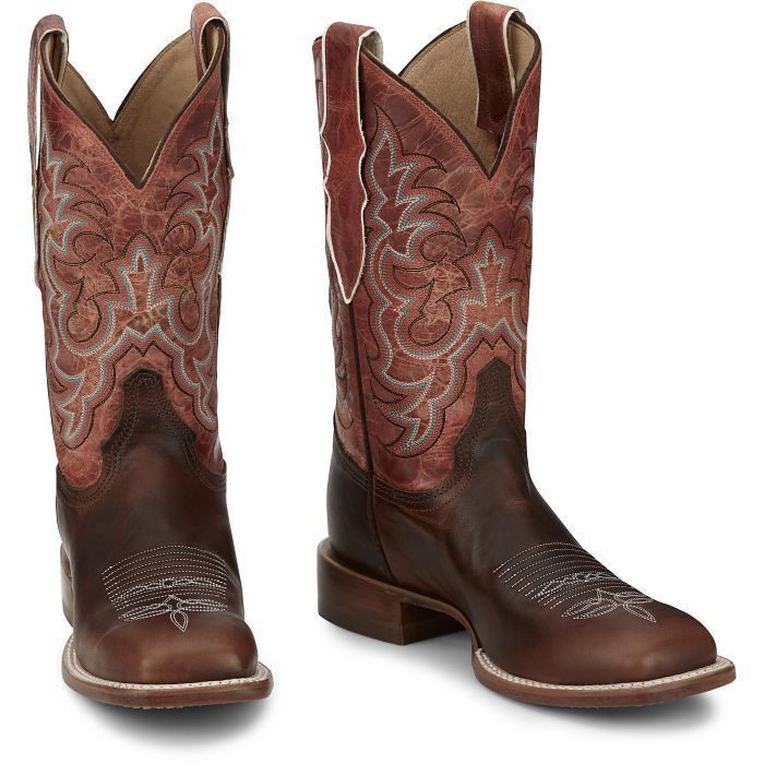 Load image into Gallery viewer, Justin 11" Dusty Cognac Cowhide Square Toe Boot - Brown
