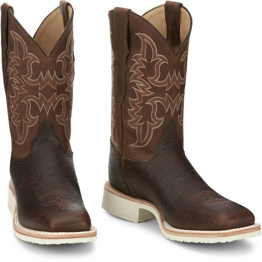 Justin 11" Ryker Cowhide Crepe Sole Square Toe Boot - Brown