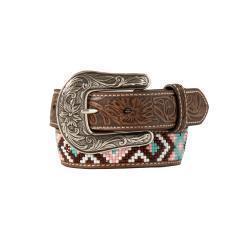 Angel Ranch 1-1/4" Girls Southwest Resin Beaded Belt - Brown/Multi