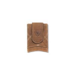 Ariat Cross Stitch Pattern Card Case/Money Clip - Brown