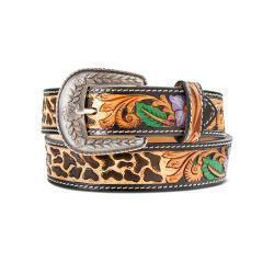 Ariat 1-1/4" Girls Cheetah Print Flower Multicolor Belt
