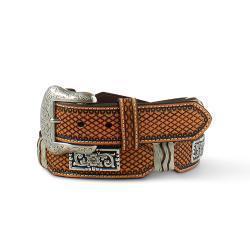 Ariat 1-1/2" Rawhide Loops & Conchos Leather Belt - Tan