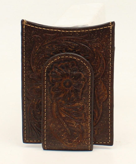 Ariat Premium Money Clip/Card Wallet - Floral Embossed