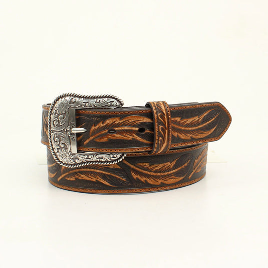 Ariat 1-1/2" Embossed Feather Design Belt - Tan