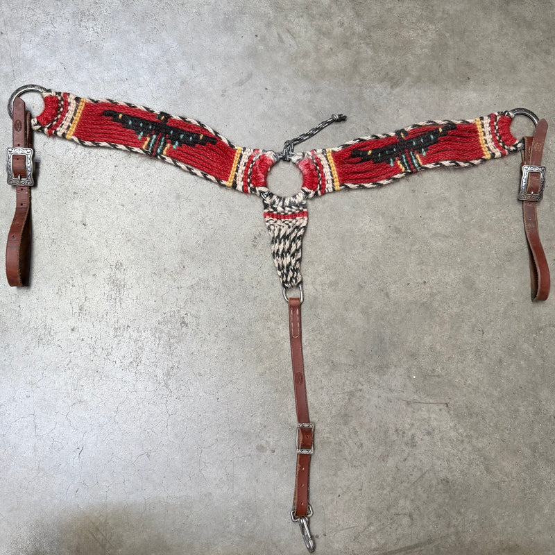 Load image into Gallery viewer, Used Celio Mohair Breast Collar - Natural/Red - Thunderbird
