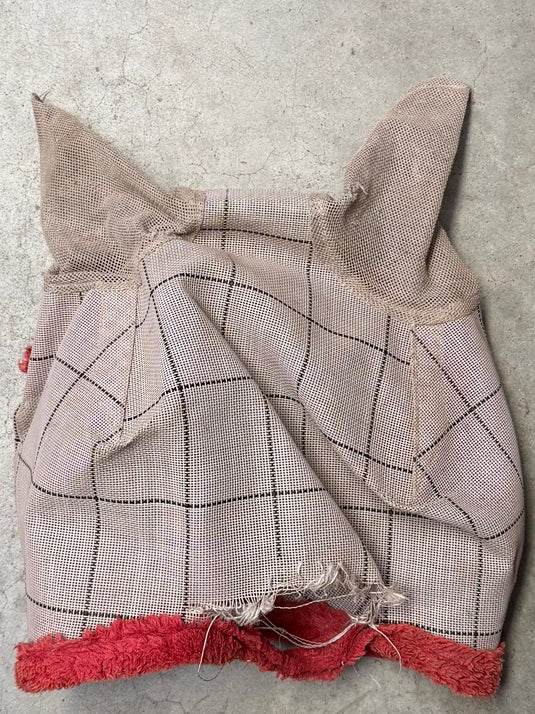 Used Mesh Fly Mask w/ Ears - Gray/Red
