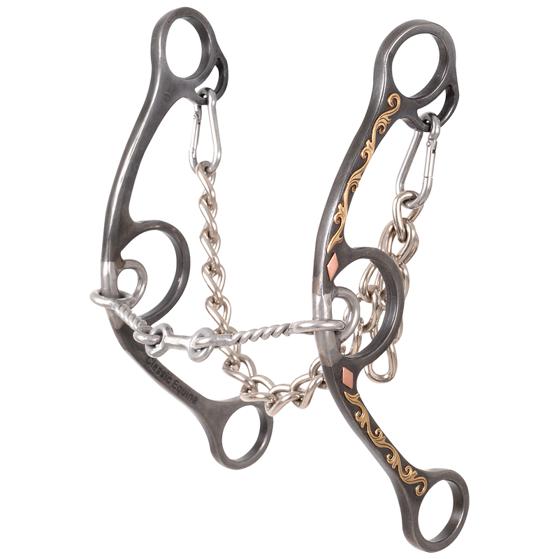 Load image into Gallery viewer, Classic Equine Sherry Cervi Browned Iron Diamond Short Shank II Small Twisted Wire Dogbone Bit
