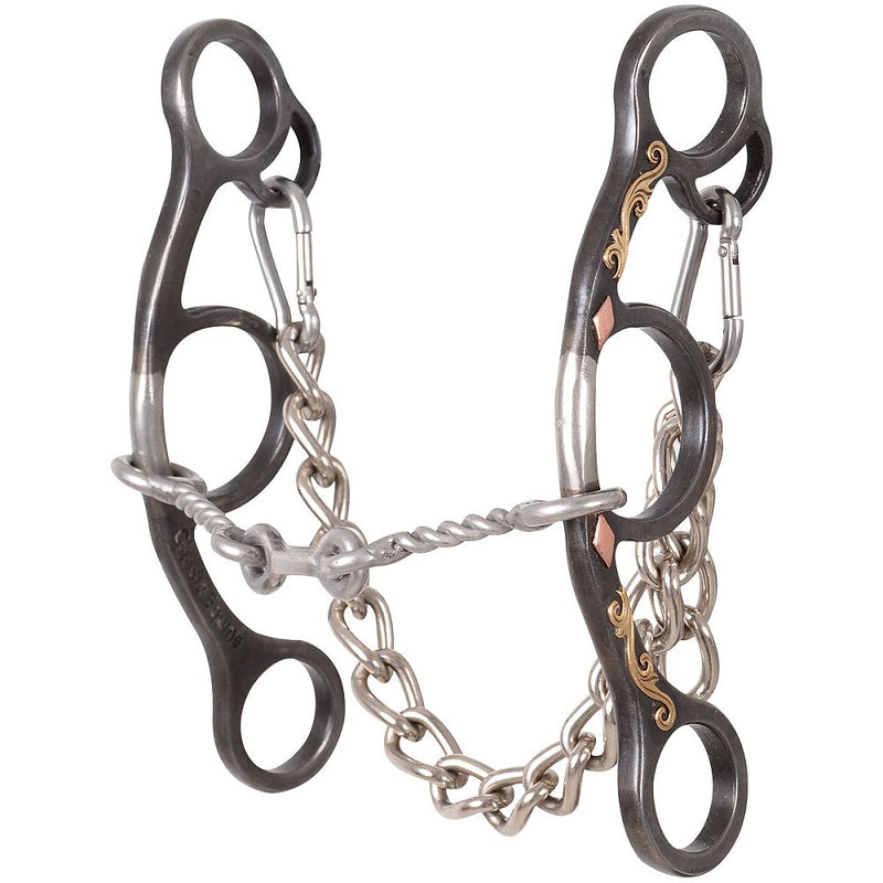 Load image into Gallery viewer, Classic Equine Sherry Cervi Browned Iron Diamond Short Shank Small Twisted Wire Dogbone Bit
