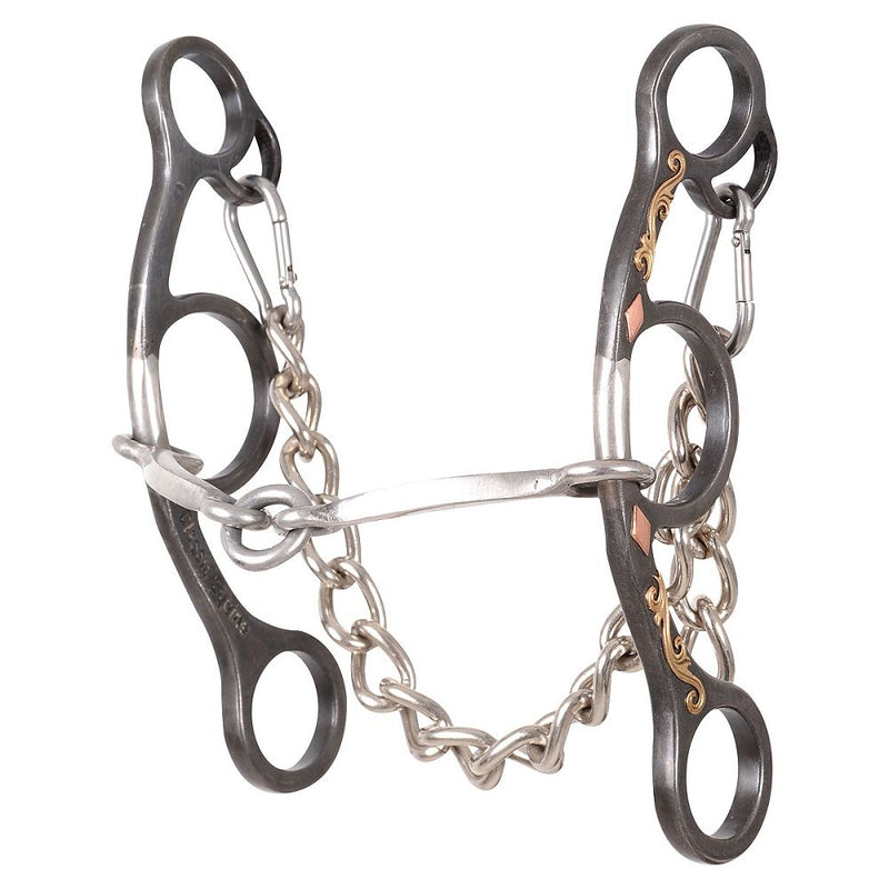 Load image into Gallery viewer, Classic Equine Sherry Cervi Browned Iron Diamond Short Shank O-Ring Square Snaffle Bit
