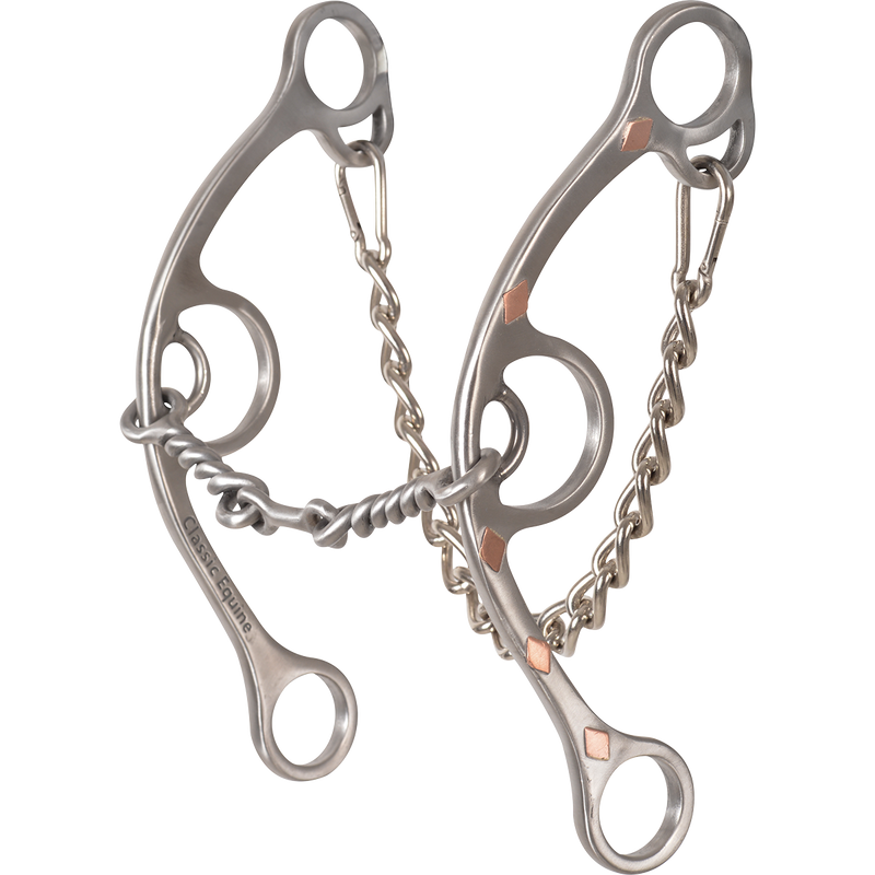 Load image into Gallery viewer, Classic Equine Sherry Cervi Stainless Steel Diamond Long Shank II Twisted Wire Dogbone Bit
