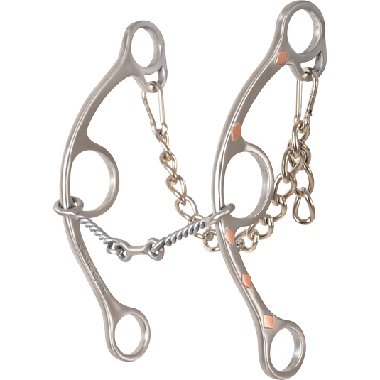 Classic Equine Sherry Cervi Stainless Steel Diamond Long Shank Small Twisted Wire Dogbone Bit